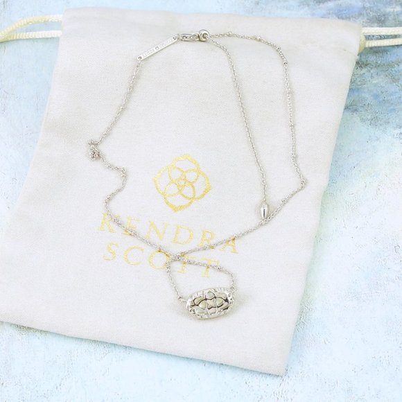 Kendra Scott Elisa Satellite Necklace Light Blue Illusion Silver Tone March - Picture 4 of 4